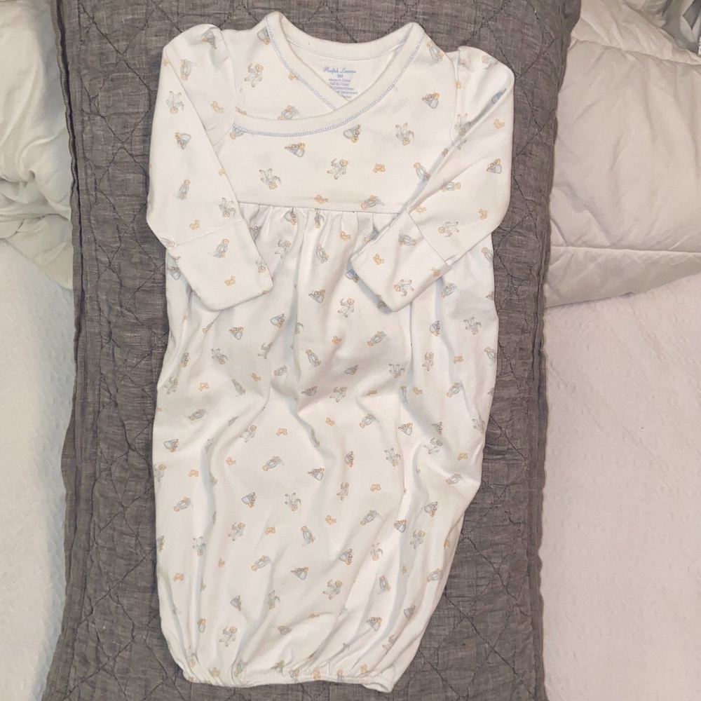 Ralph Lauren White Bear Sleeper Gown 9m